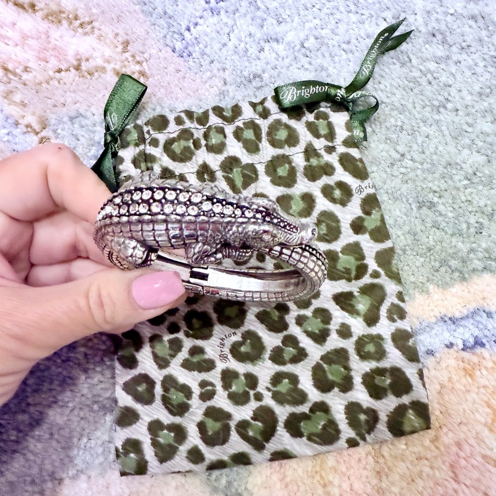 Brighton Silver Crocodile Bracelet with Crystal Accents